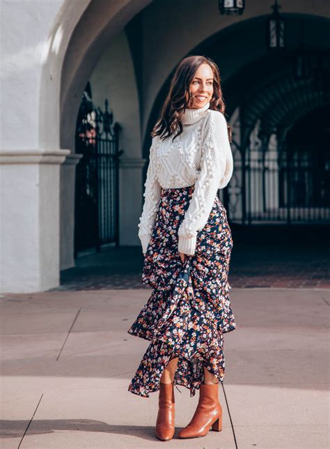 sweater and long skirt outfit.